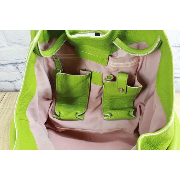 Cole Haan Lime Green Pebbled Leather Double Handle Shoulder Bag - Picture 11 of 13